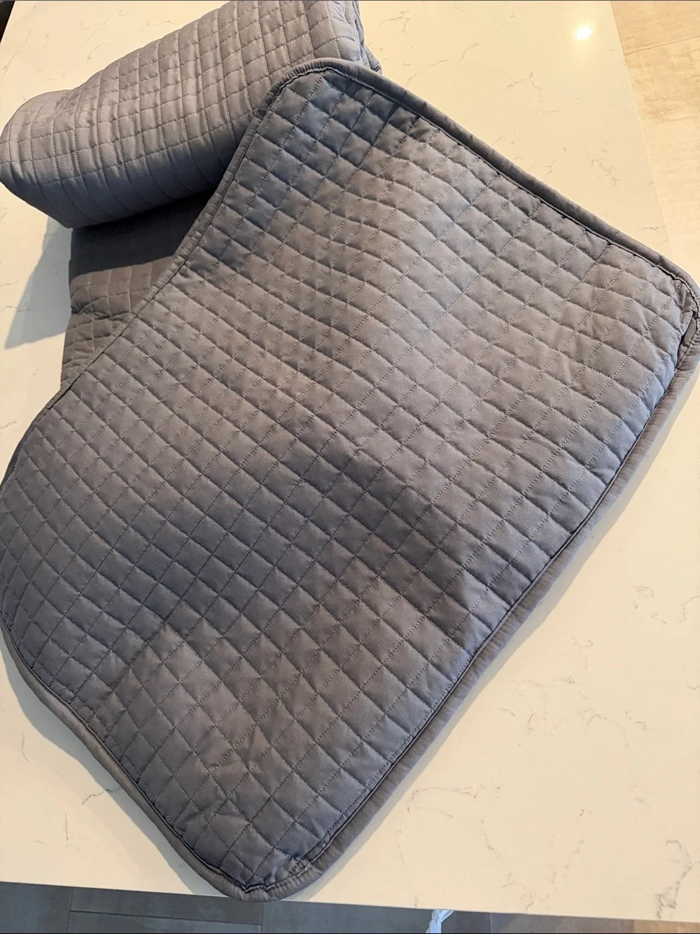 Queen Size Gray Quilted Bedspread & 2 Matching Pillow Shams - Classic Modern